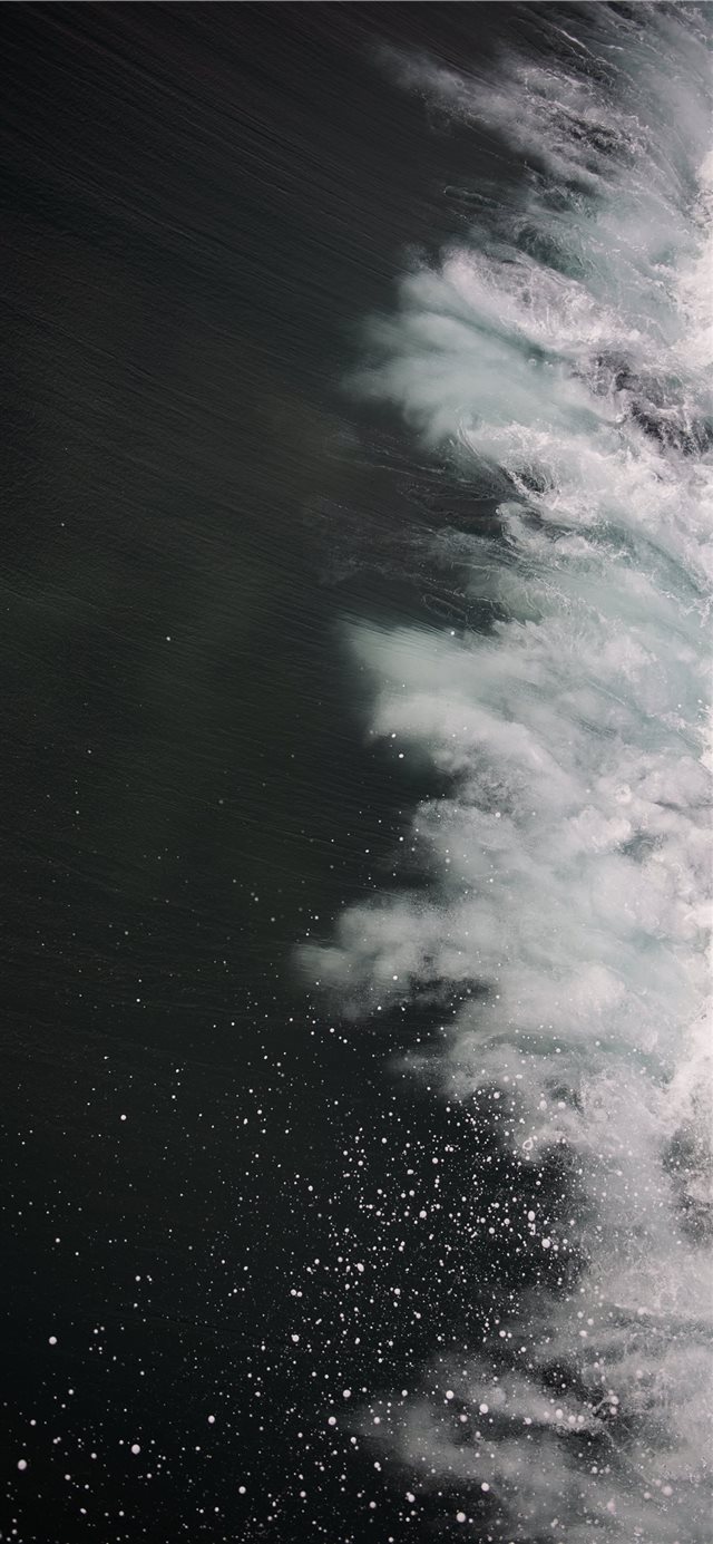 1125x2436 aerial photo of crashing water - snow iPhone X Wallpaper