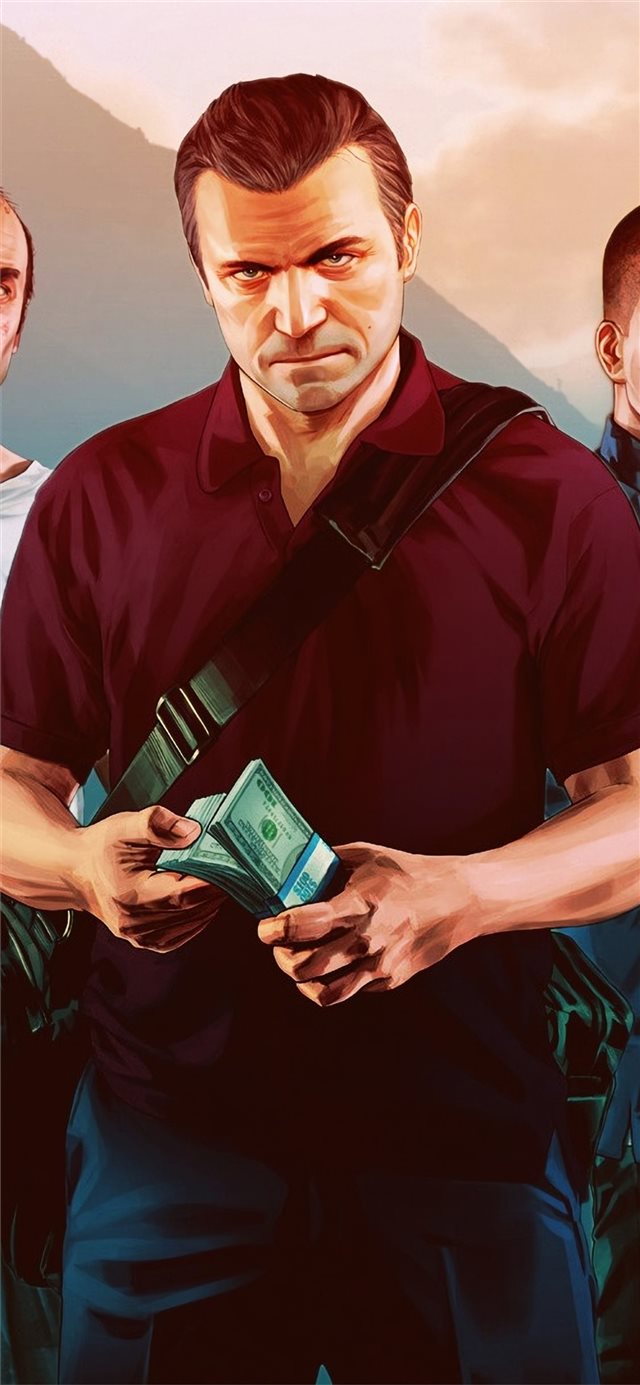1125x2436 gta v trevor franklin michael 4k -  iPhone X Wallpaper