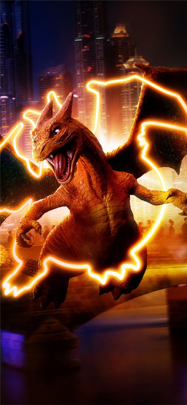 1125x2436 detective pikachu char charizard 5k -  iPhone X Wallpaper