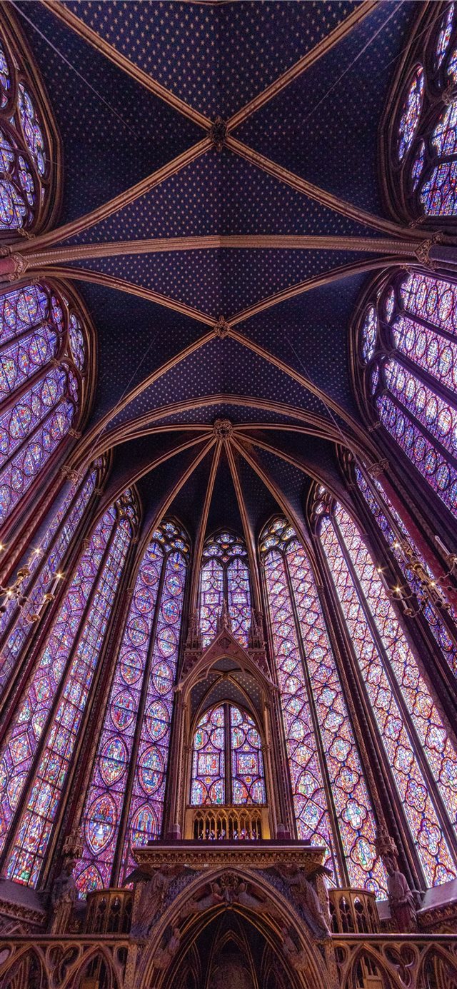 1125x2436 blue and brown building interior - france iPhone X Wallpaper