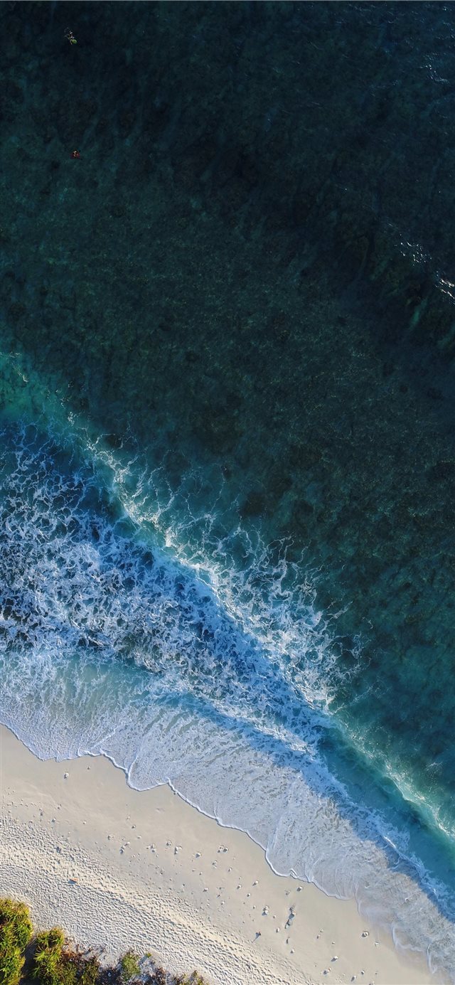 1125x2436 turquoise calm sea wave splashing on white sand be... -  iPhone X Wallpaper