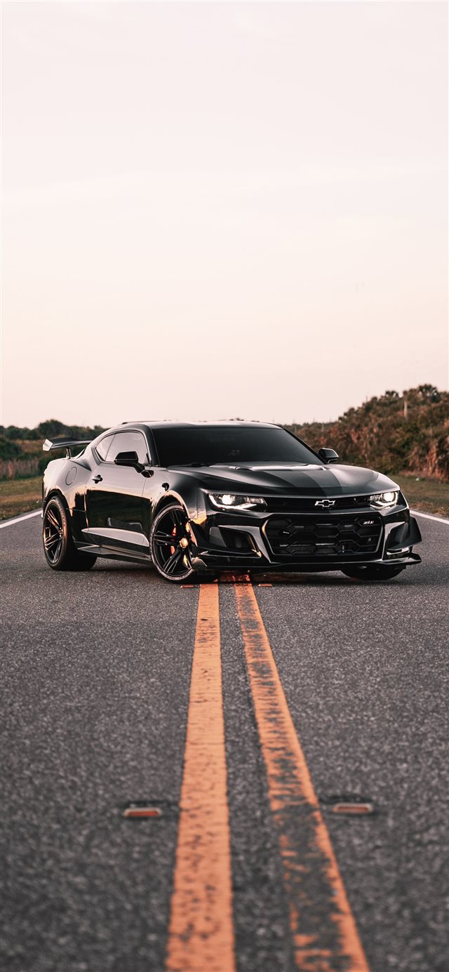 1125x2436 parked black coupe on road - car iPhone X Wallpaper