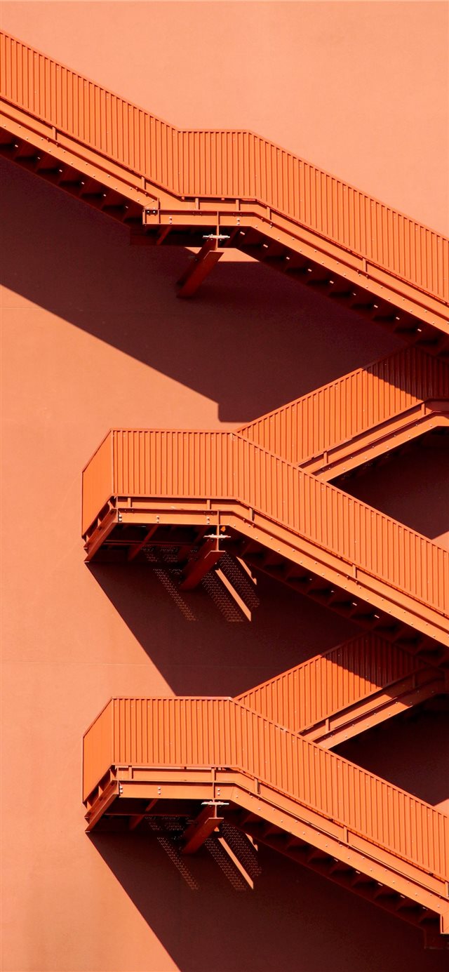 1125x2436 brown metal framed stairs - city iPhone X Wallpaper