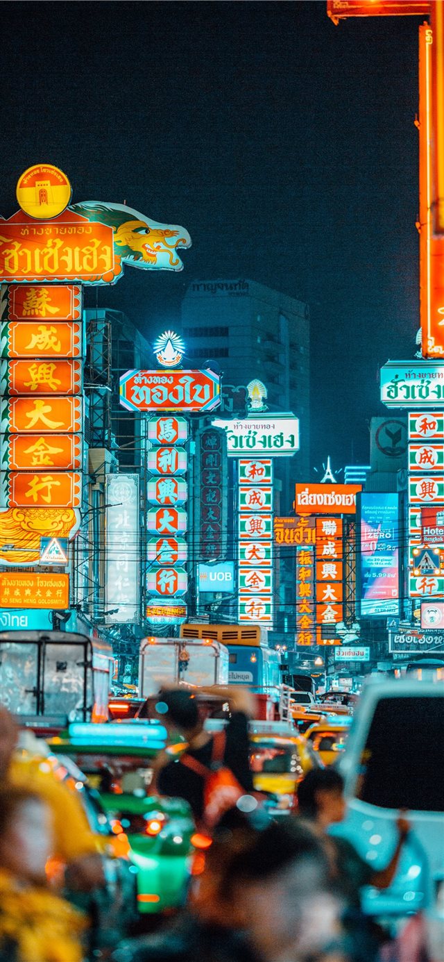 1125x2436 people walking on streets at nighttime -  iPhone X Wallpaper