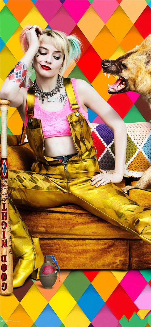 1125x2436 harley quinn birds of prey 2020 4k poster -  iPhone X Wallpaper