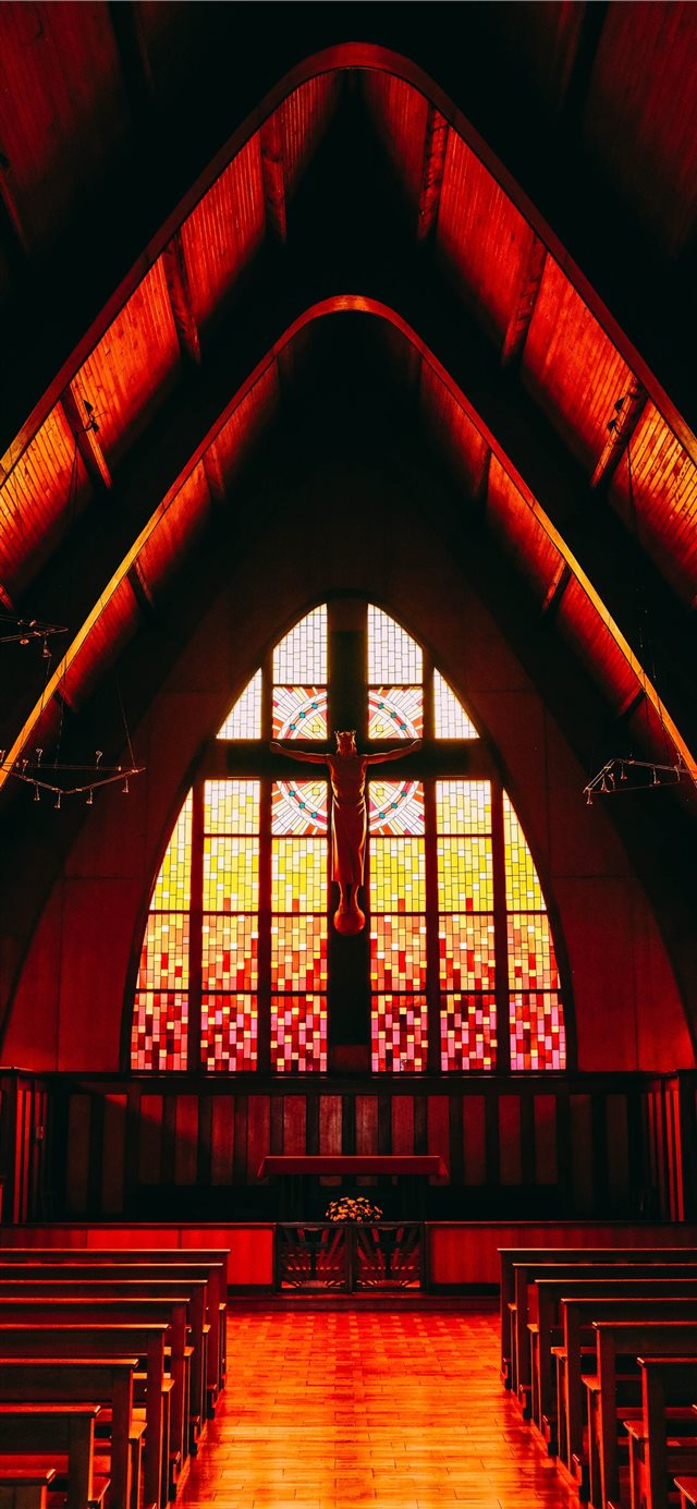 1125x2436 red painted pew - cross iPhone X Wallpaper