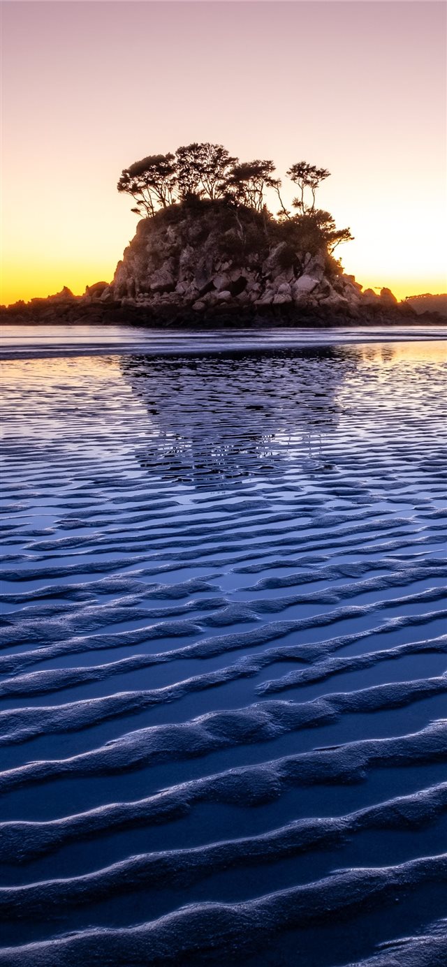 1125x2436 trees on top of hill in islet - nature iPhone X Wallpaper