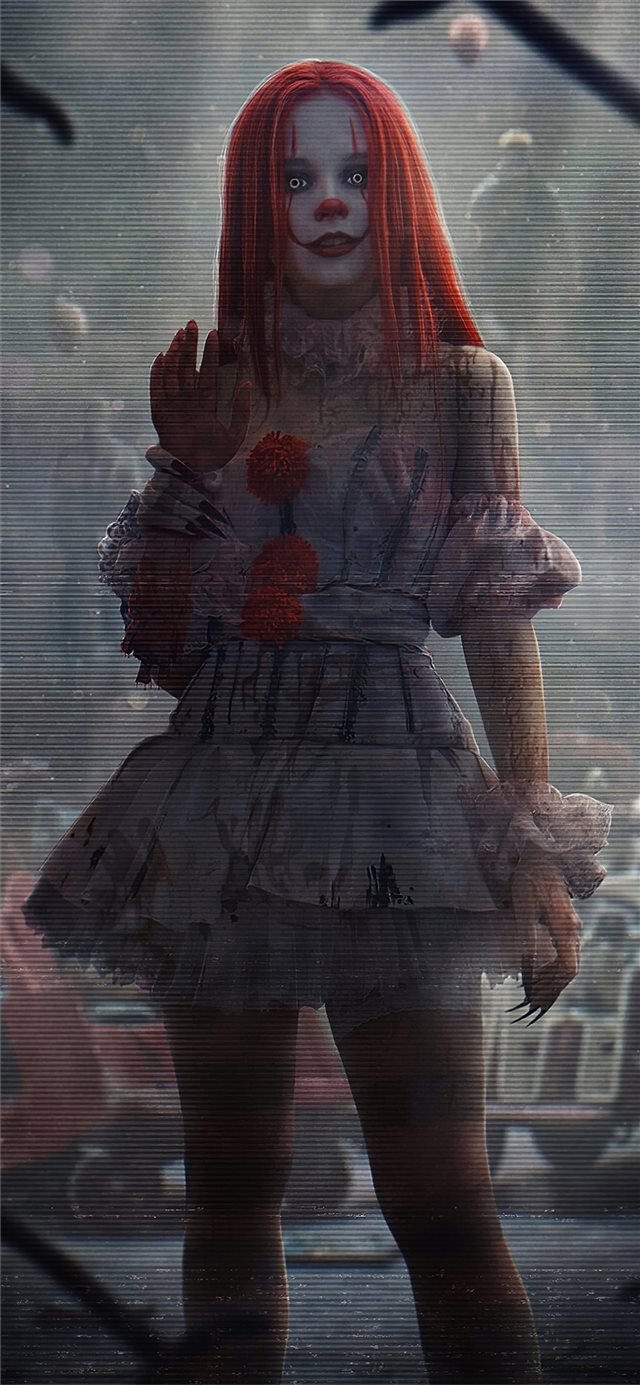 1125x2436 it clown girl 4k -  iPhone X Wallpaper