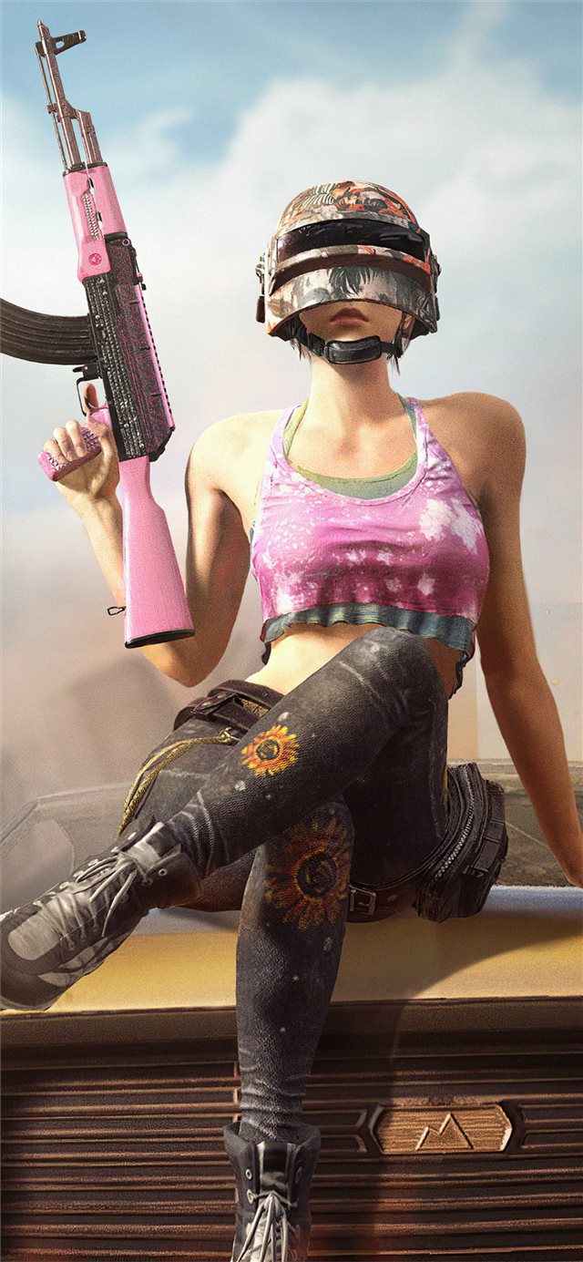 1125x2436 pubg girl with gun 4k 2019 -  iPhone X Wallpaper