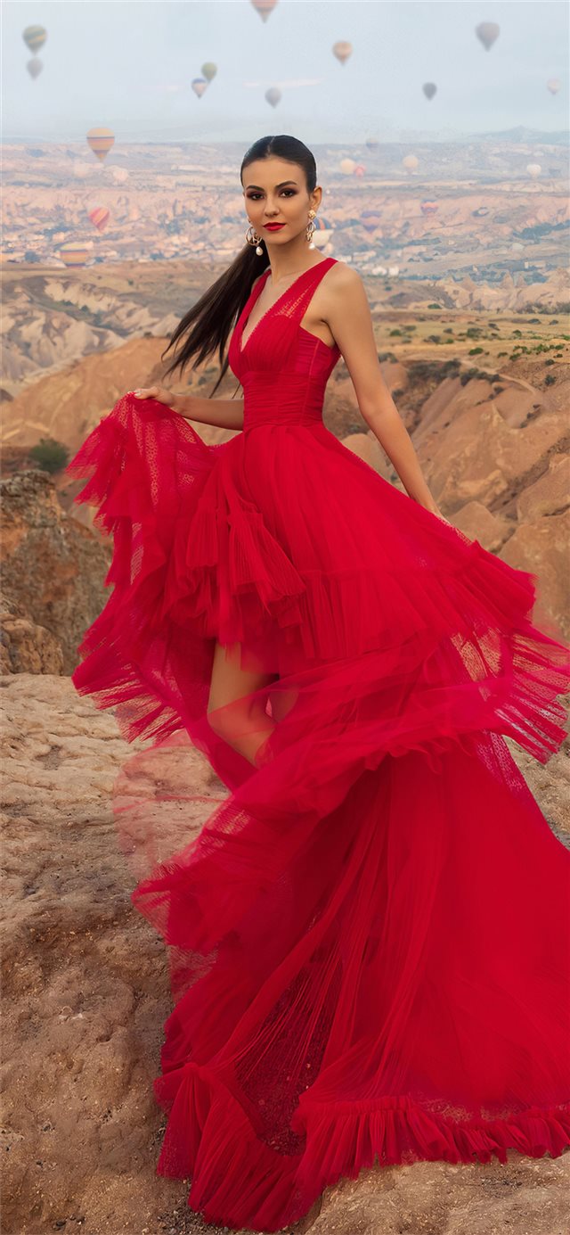 1125x2436 victoria justice modeliste magazine photoshoot 4k - red dress iPhone X Wallpaper