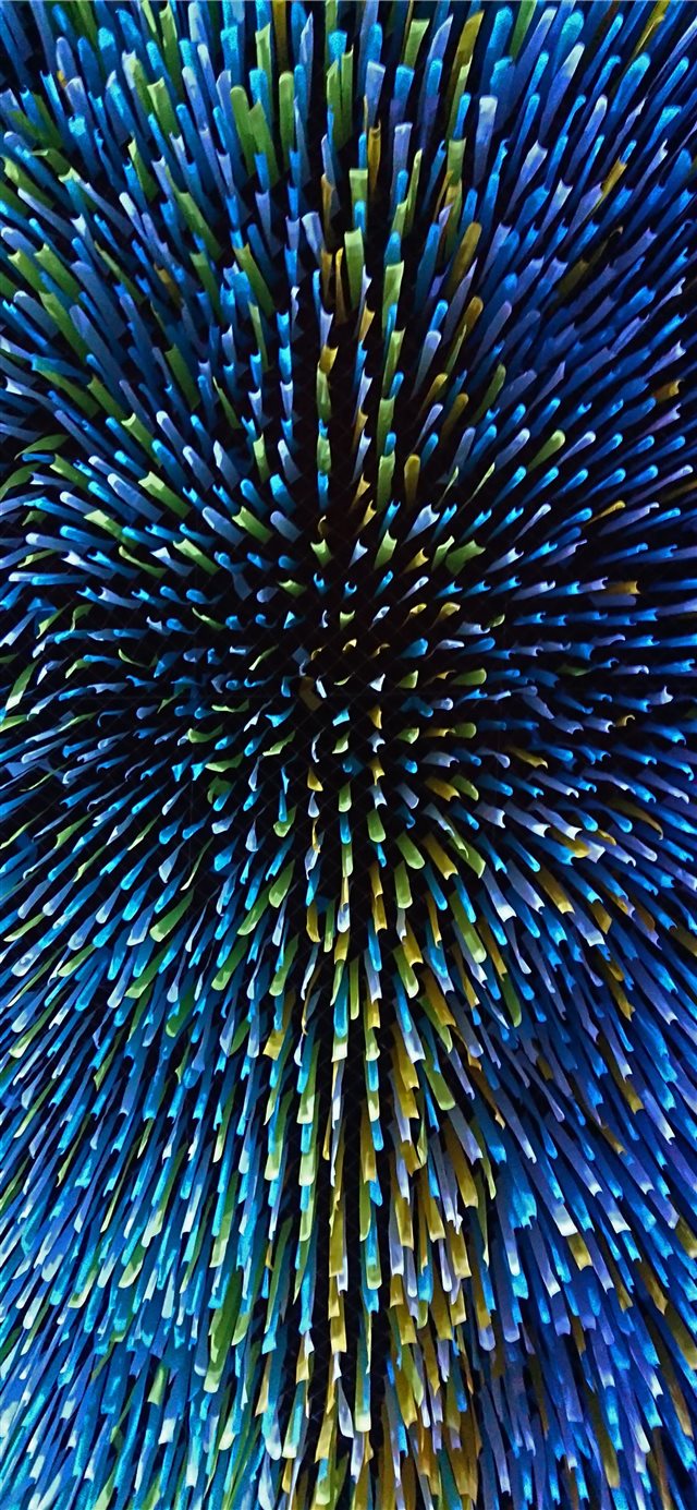 1125x2436 Pattern with hanging paper cuts in blue and yellow... - bird iPhone X Wallpaper