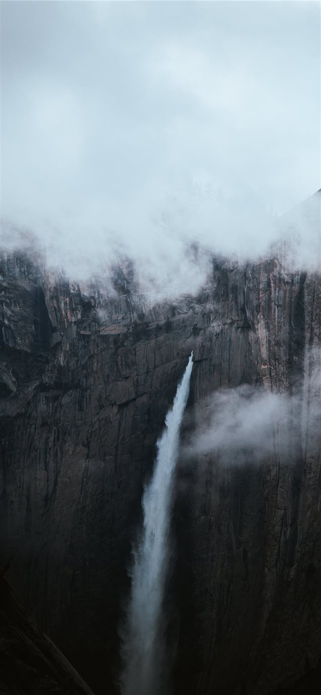1125x2436 waterfall under white clouds at daytime - water iPhone X Wallpaper
