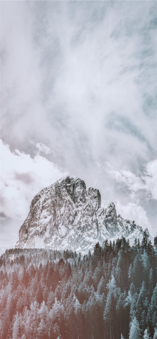 1125x2436 mountain covered with snow under white cloud and b... - snow iPhone X Wallpaper