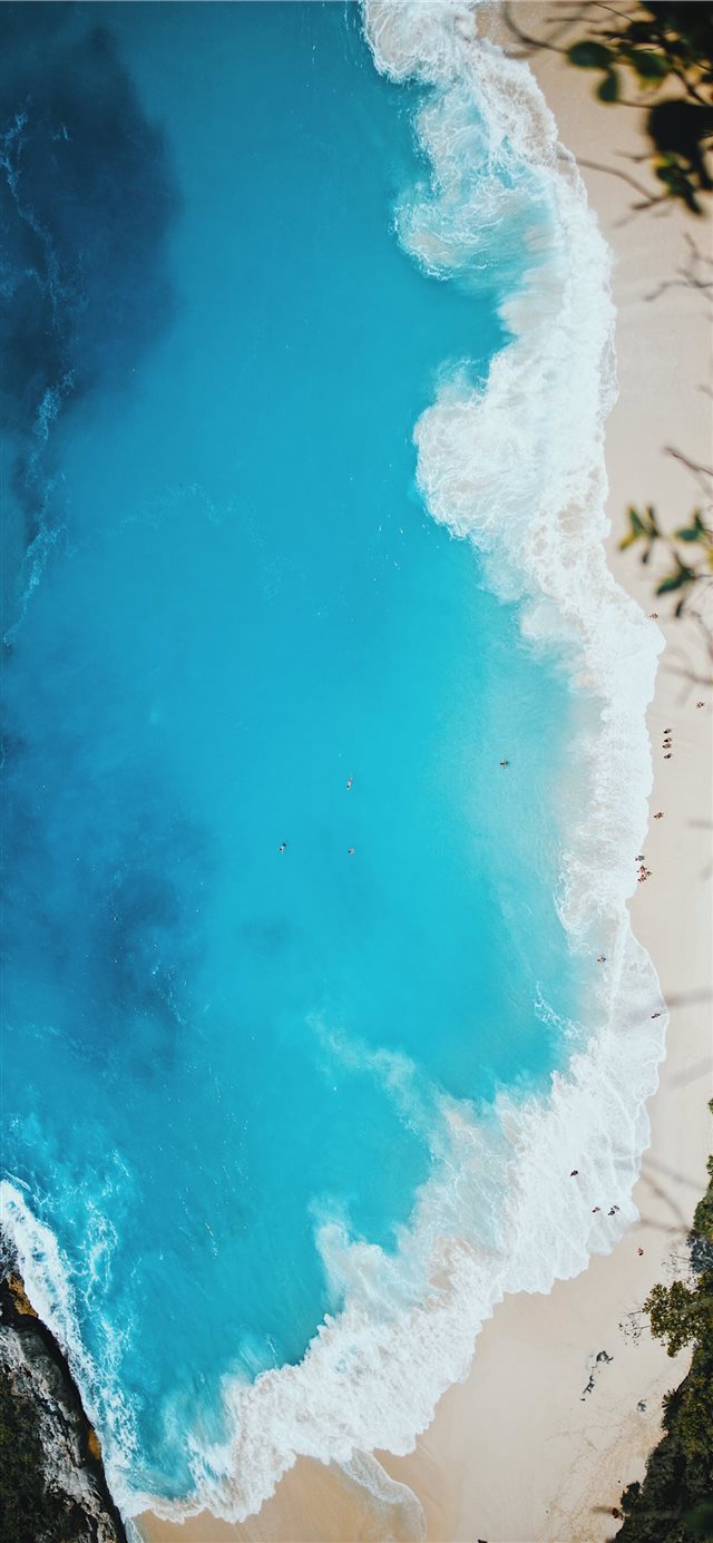 1125x2436 bird's eyeview of seashore - blue iPhone X Wallpaper