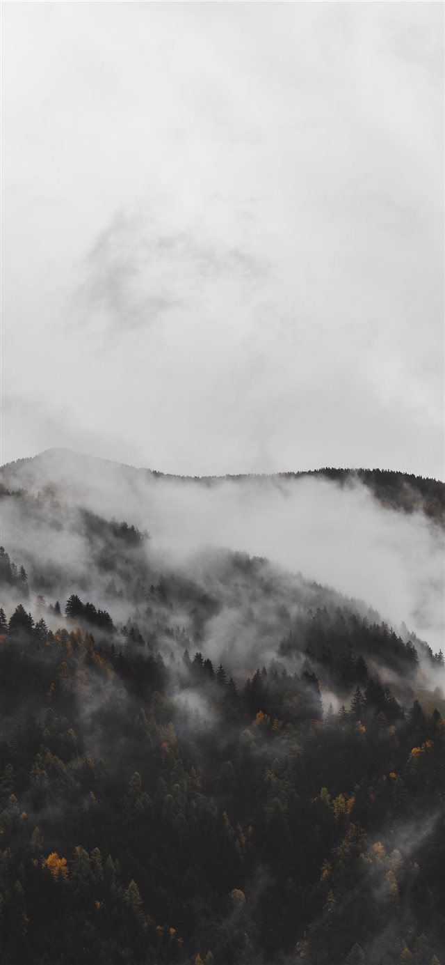1125x2436 mountains covered with fogs - italy iPhone X Wallpaper