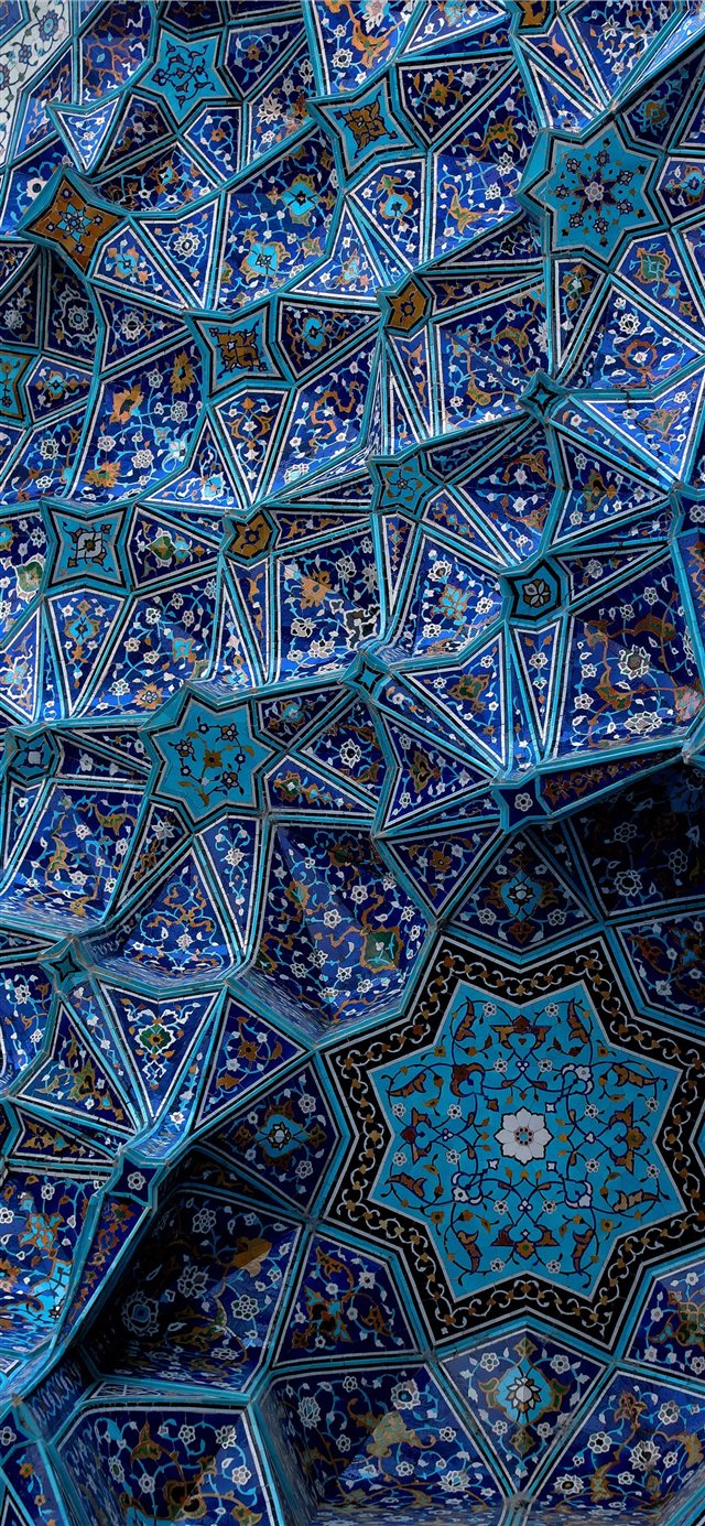 1125x2436 Iranian noble art  - blue iPhone X Wallpaper