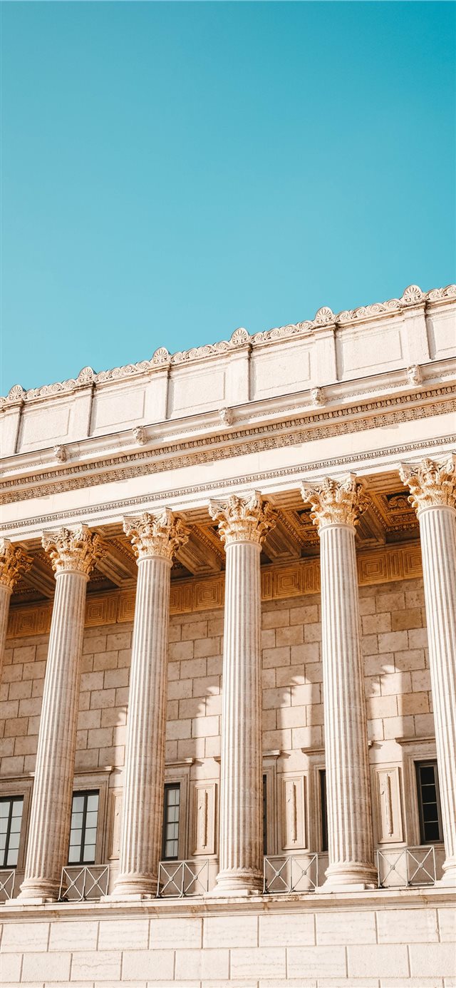 1125x2436 white painted building - blue iPhone X Wallpaper