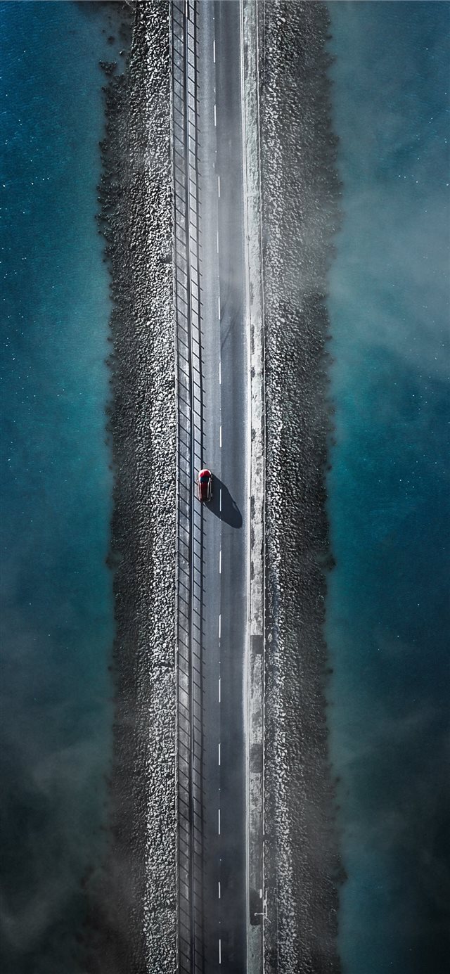 1125x2436 bird's eye view photo of car on asphalt road betwe... - united kingdom iPhone X Wallpaper