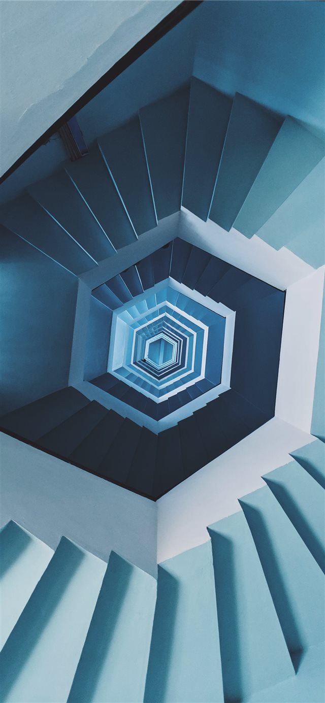 1125x2436 blue spiral staircase - blue iPhone X Wallpaper