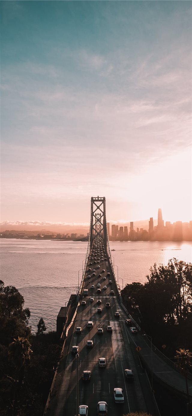 1125x2436 cars on bridge - landscape iPhone X Wallpaper
