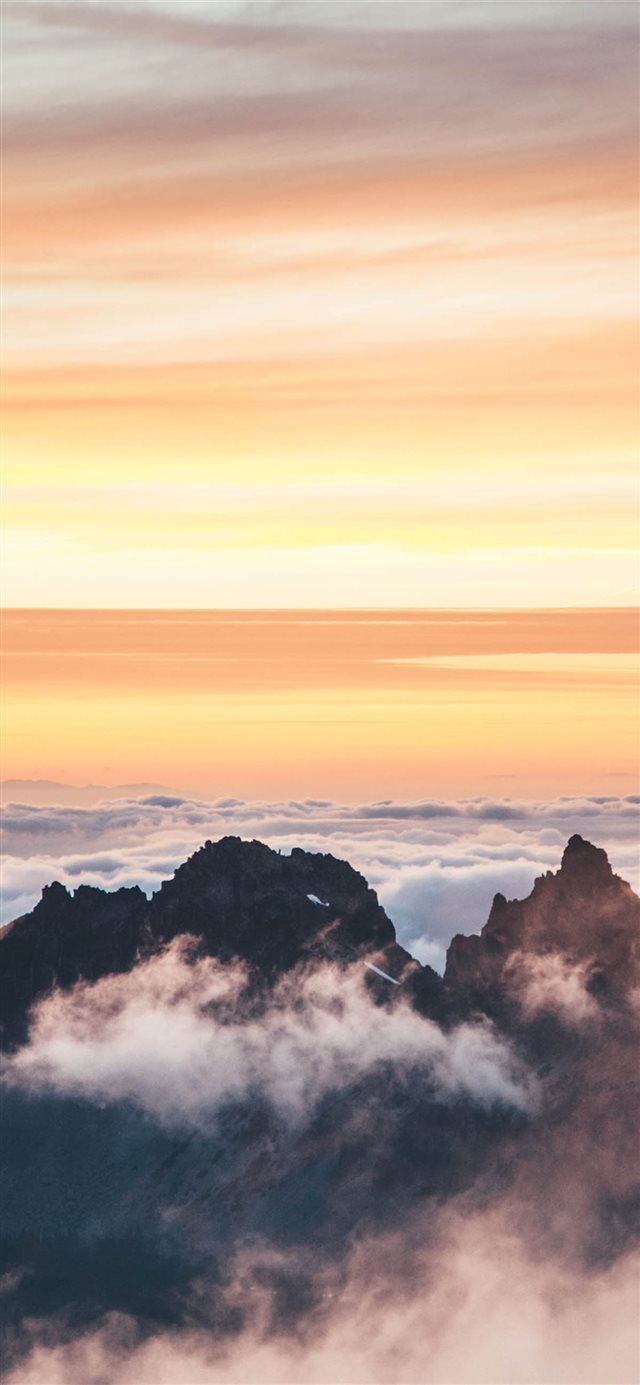1125x2436 top view of mountain covered by clouds - landscape iPhone X Wallpaper