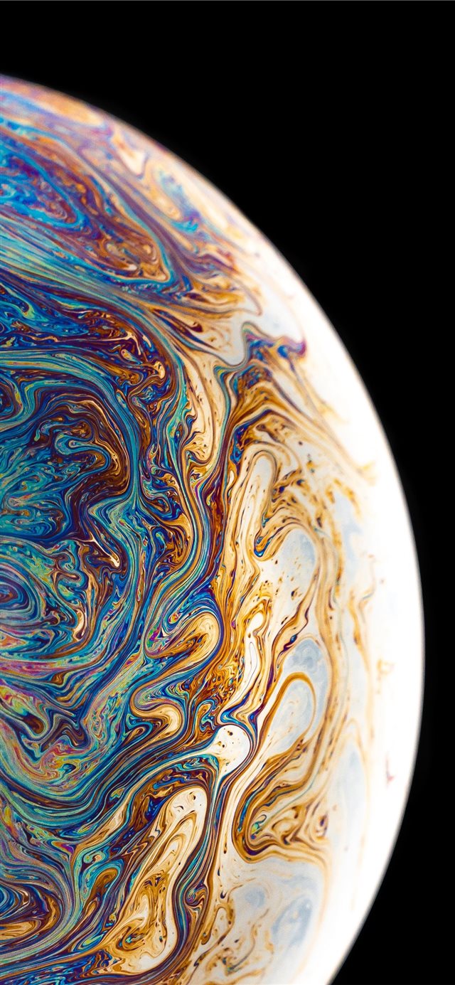 1125x2436 blue yellow and brown planet with black background -  iPhone X Wallpaper