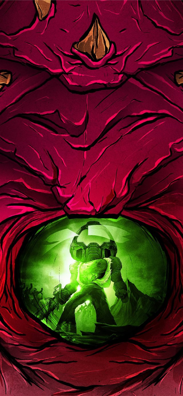 1125x2436 doom eternal slayerclub starship doomers 5k - 2020 games iPhone X Wallpaper