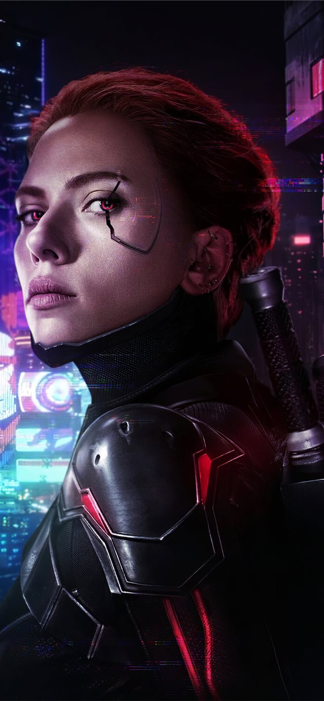 1125x2436 cyberpunk 2077 x avengers black widow - artstation iPhone X Wallpaper