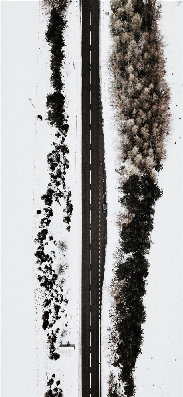 1125x2436 aerial photography of concrete roadway - grey iPhone X Wallpaper