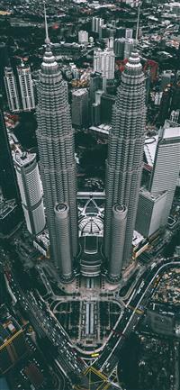 aerial photograph of Petronas Twin Tower Malaysia wallpaper