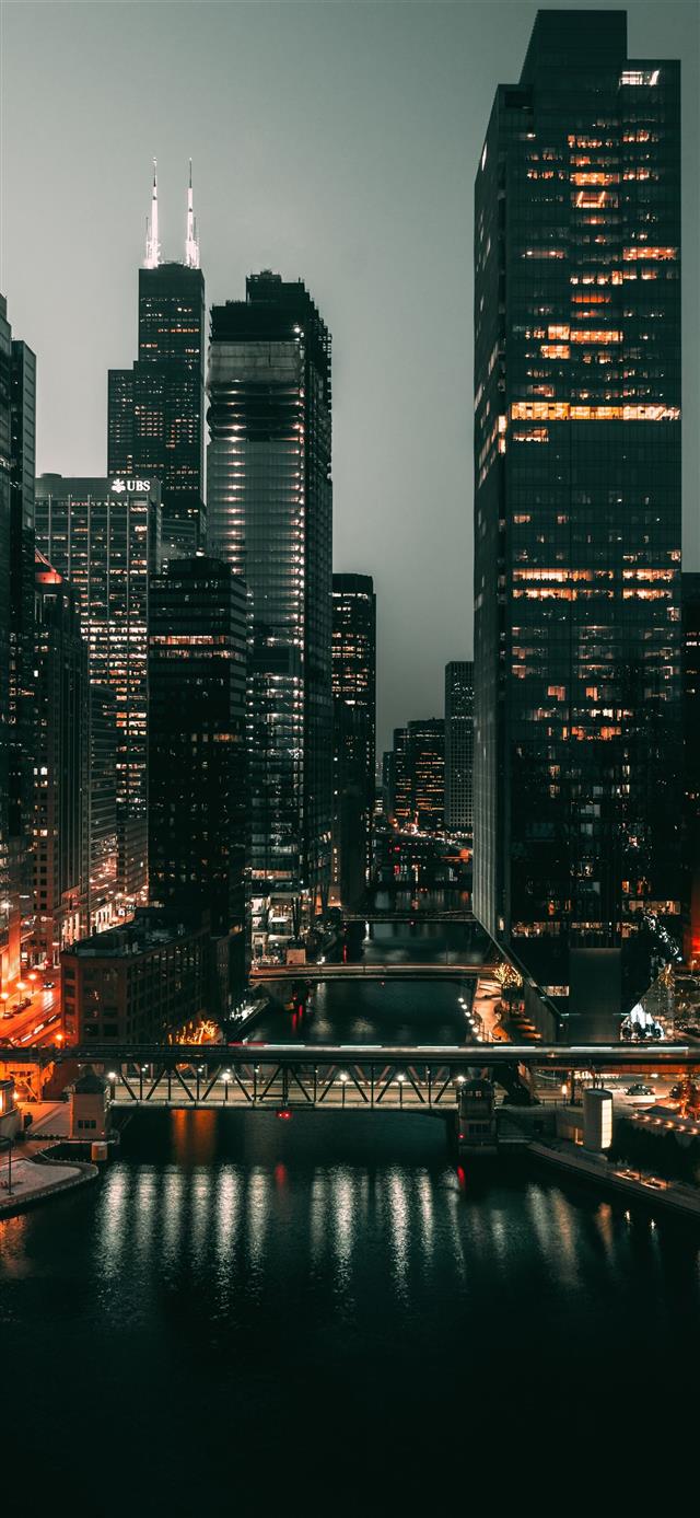 1125x2436 bridge above river - chicago iPhone X Wallpaper