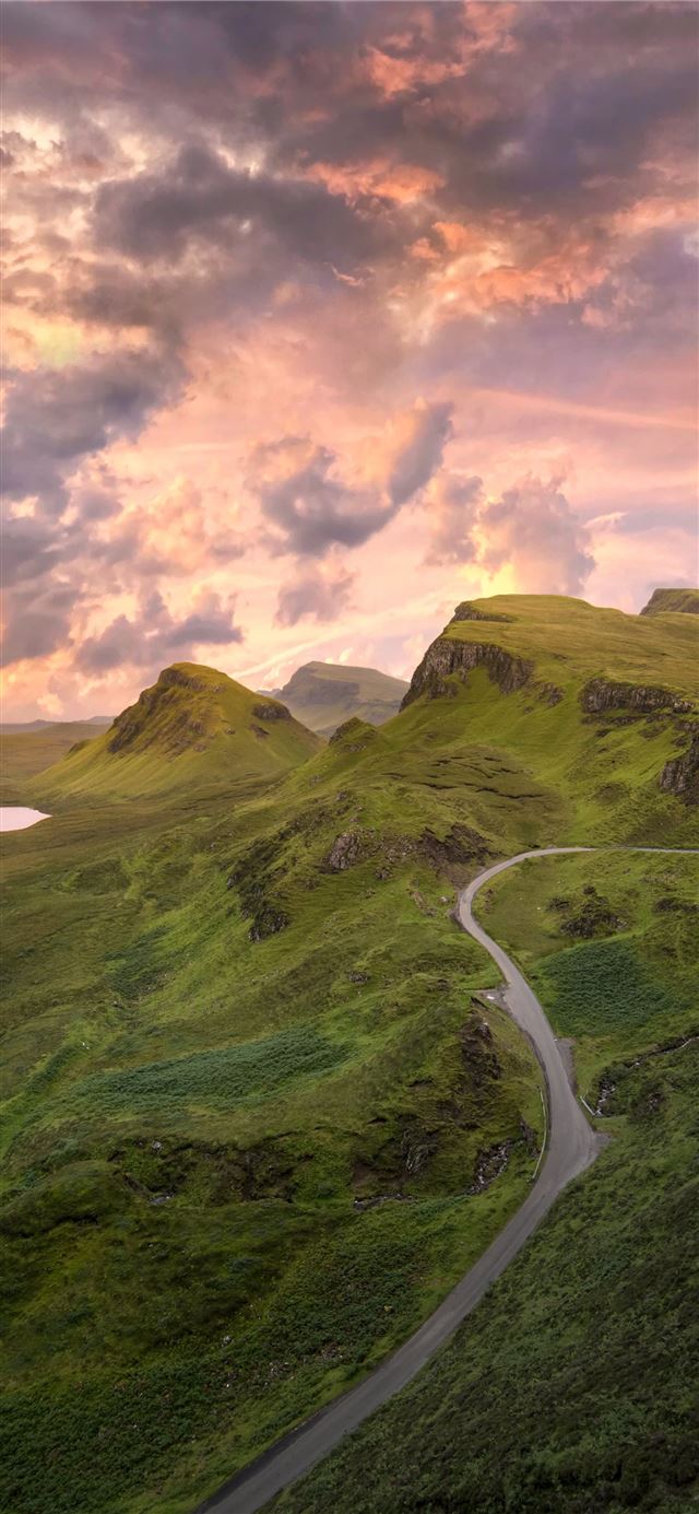 1125x2436 road on mountain - green iPhone X Wallpaper