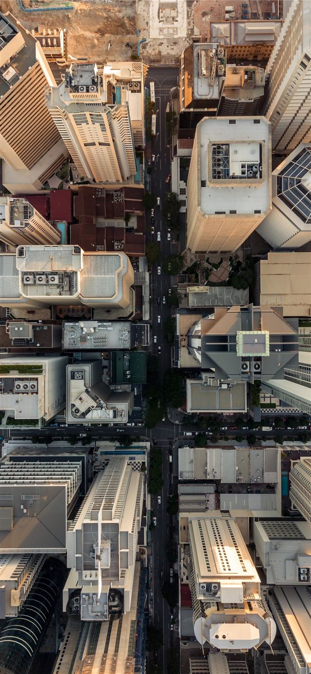1125x2436 bird's eye view of buildings - landscape iPhone X Wallpaper