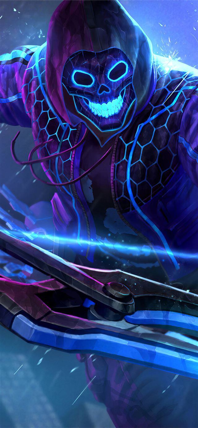 1125x2436 smite neon hero - games iPhone X Wallpaper