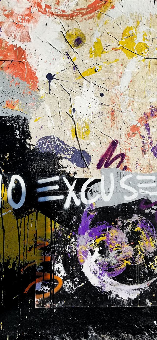 1125x2436 yellow red and black abstract painting - graffiti iPhone X Wallpaper