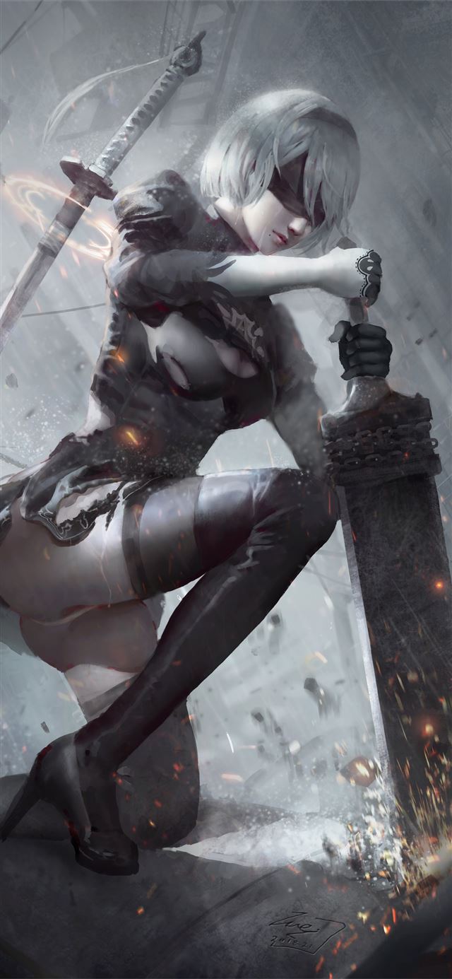 1125x2436 2020 2b nier fanart artwork - nier automata iPhone X Wallpaper