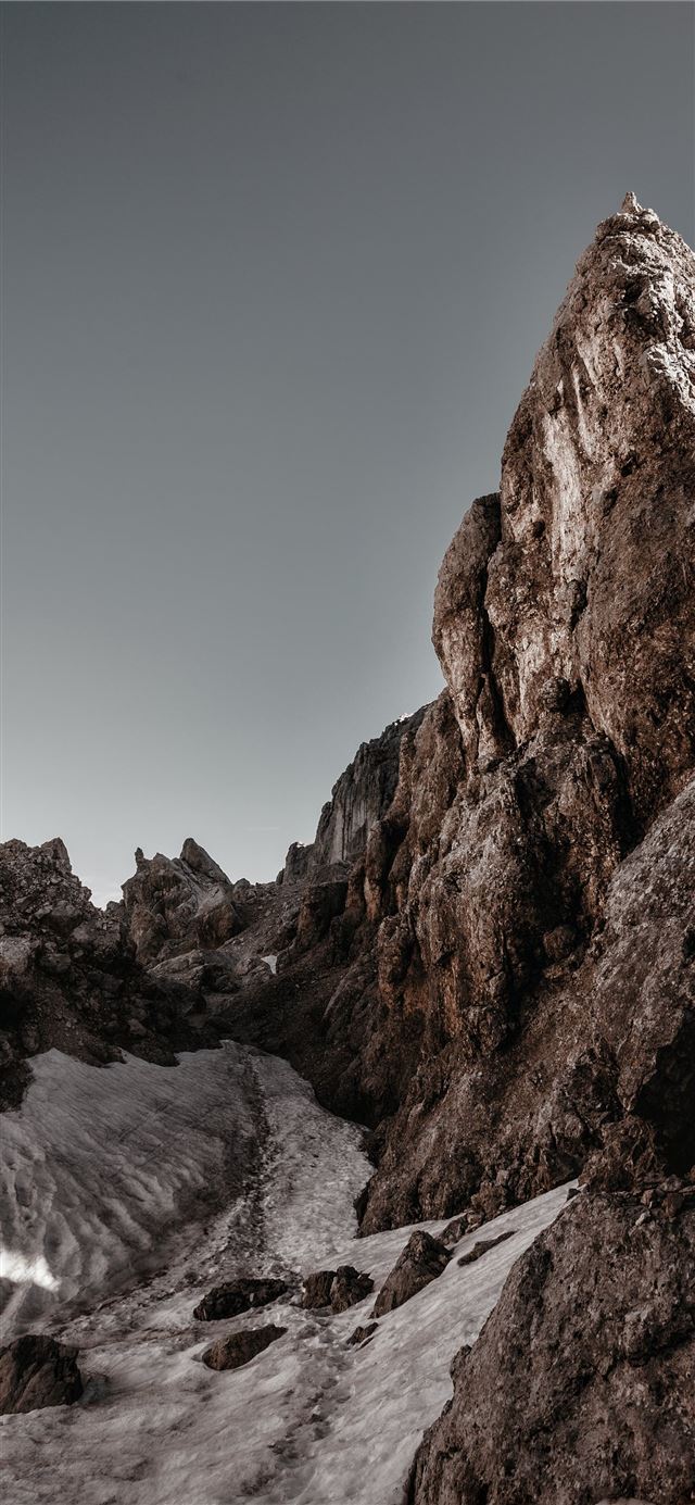 1125x2436 mountain and stream - snow iPhone X Wallpaper