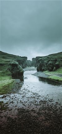 River Stream Coast Steep Stony Ditch Faroe Islands wallpaper