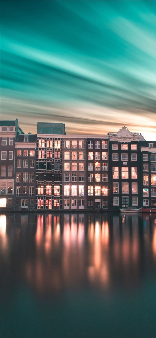 1125x2436 city buildings gradient amsterdam - netherlands iPhone X Wallpaper