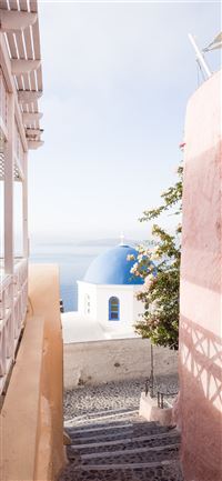 santorini streets 4k and background wallpaper