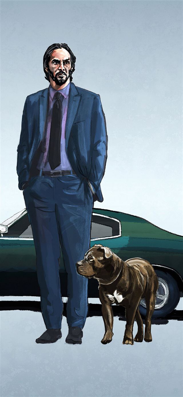 1125x2436 john wick and mustang - john wick iPhone X Wallpaper