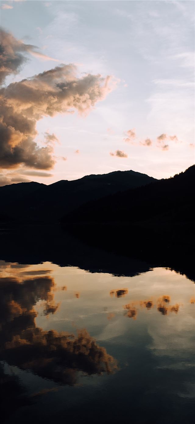 1125x2436 silhouette photography of mountain and body of wat... - mountain iPhone X Wallpaper