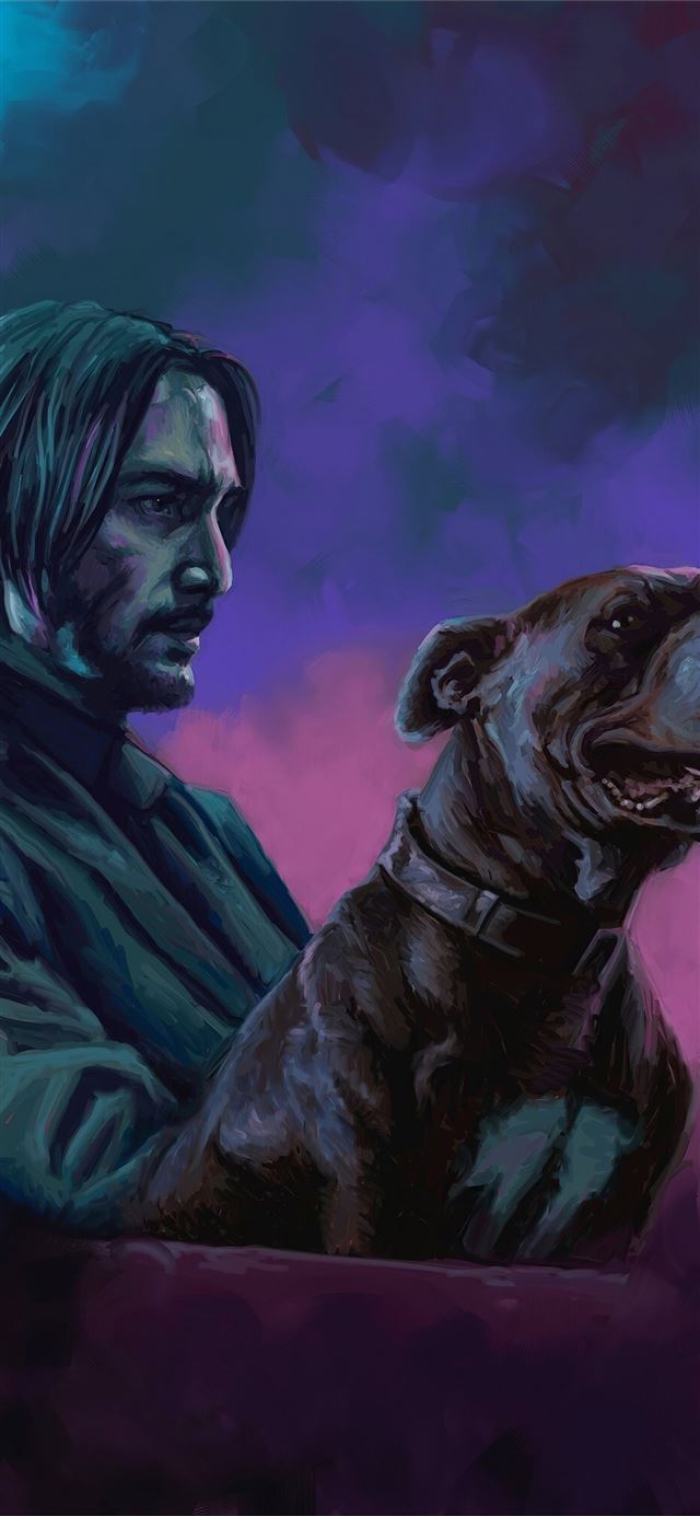 1125x2436 john wick with dog art - john wick iPhone X Wallpaper