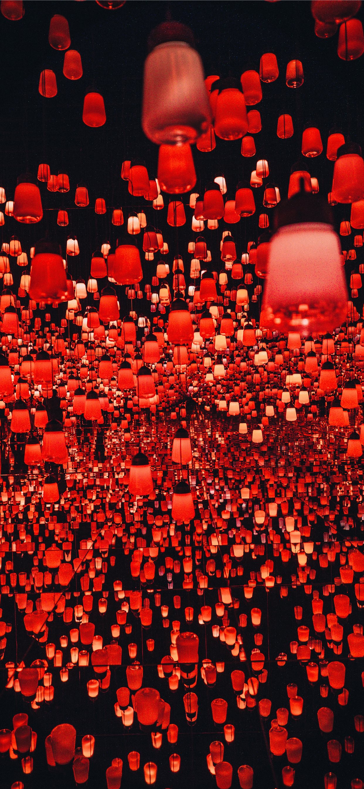 hundreds of Chinese lanterns at the teamLab Border... iPhone X Wallpapers  Free Download