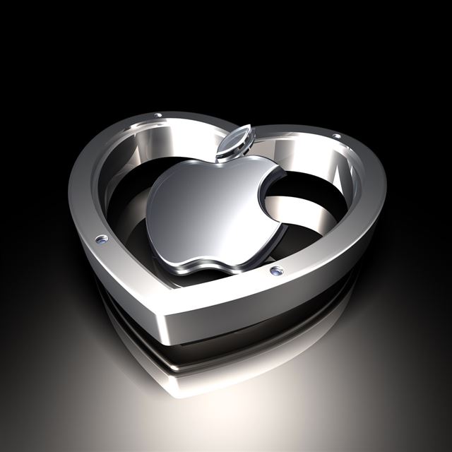 Metallic Apple Heart iPad wallpaper 