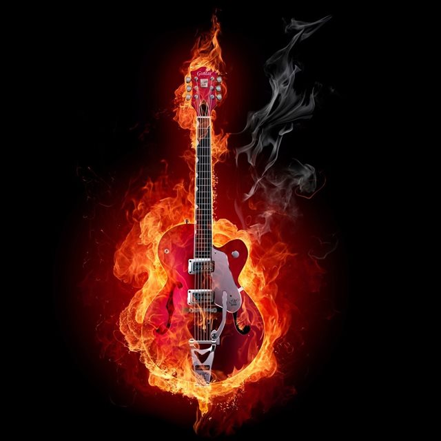 Flaming Guitar iPad wallpaper 