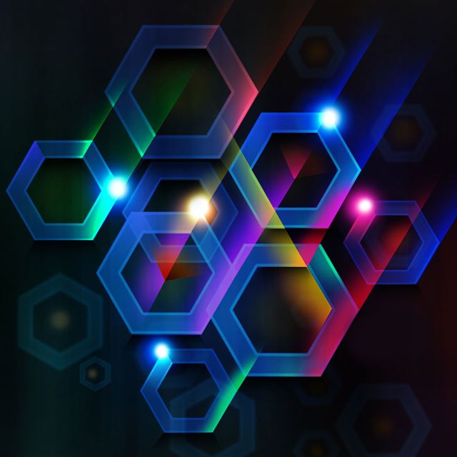 Colorful Hexagons abstract iPad wallpaper 