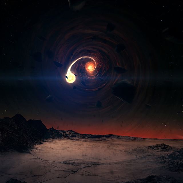 Black Hole Scene iPad wallpaper 