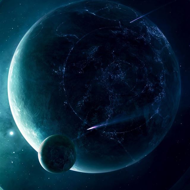 A Planet With Light Gings iPad wallpaper 