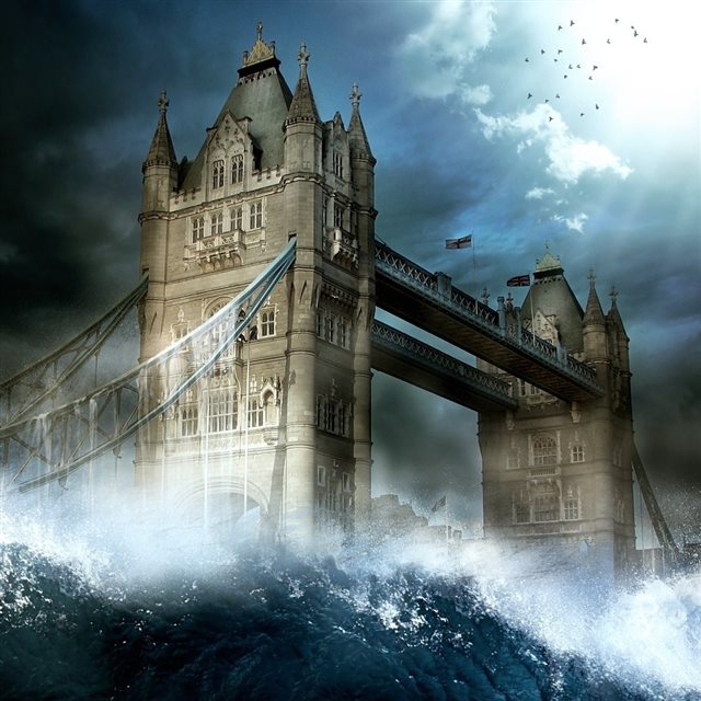 London Tower Bridge Wave iPad wallpaper 